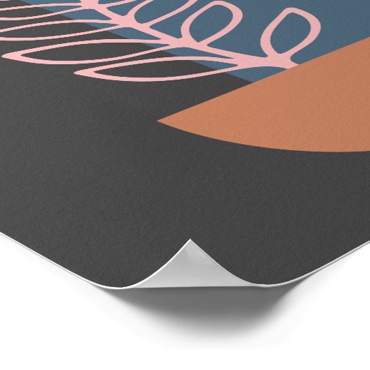 Abstracte geometrische botanische kunst in grijs poster (Hoek)