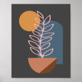 Abstracte geometrische botanische kunst in grijs poster (Voorkant)