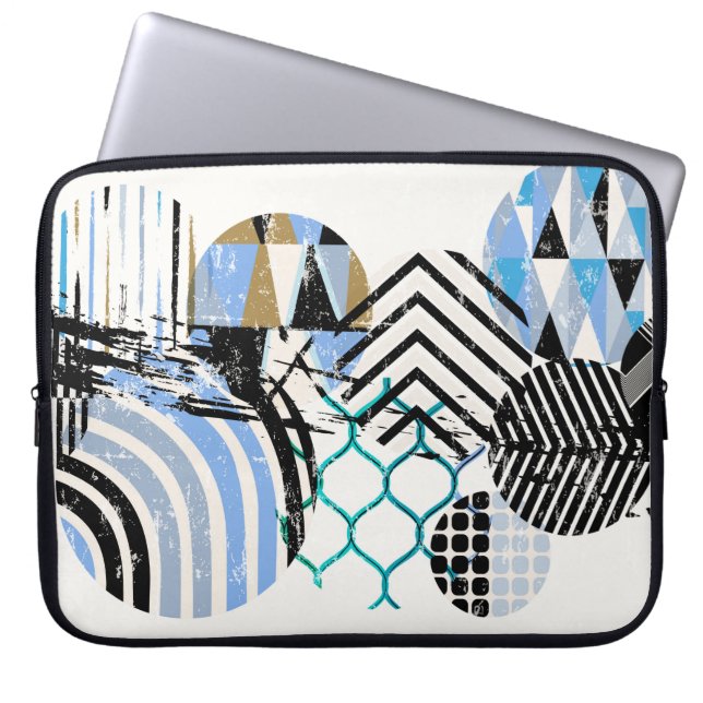 abstracte geometrische cirkelachtergrond, met grun laptop sleeve (Voorkant)