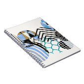 abstracte geometrische cirkelachtergrond, met grun notitieboek (Rechterzijde)