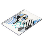 abstracte geometrische cirkelachtergrond, met grun notitieboek (Linkerzijde)