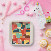 Abstracte geometrische cirkelachtergrond papieren bordje (Feest)