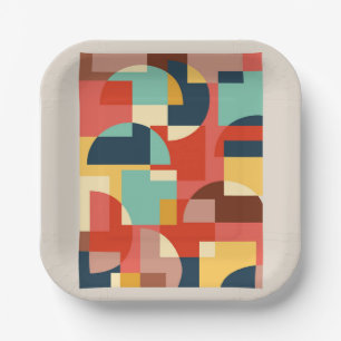 Abstracte geometrische cirkelachtergrond papieren bordje