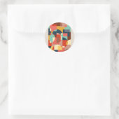Abstracte geometrische cirkelachtergrond ronde sticker (Tas)