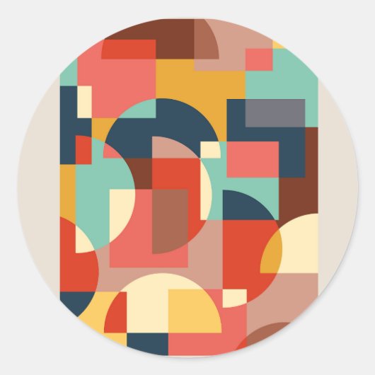 Abstracte geometrische cirkelachtergrond ronde sticker (Voorkant)