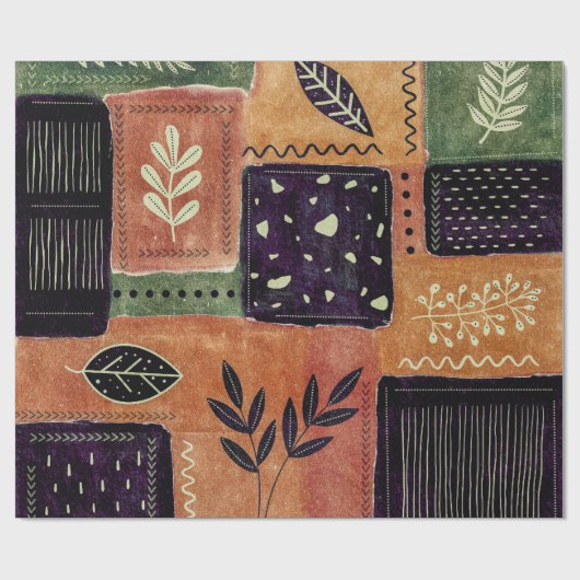 Abstracte geometrische cirkels en bladeren | cadeaupapier (Vlak)