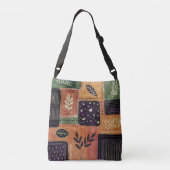 Abstracte geometrische cirkels en bladeren | crossbody tas (Achterkant)