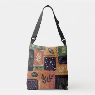 Abstracte geometrische cirkels en bladeren   crossbody tas