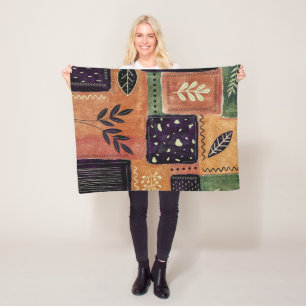 Abstracte geometrische cirkels en bladeren   fleece deken