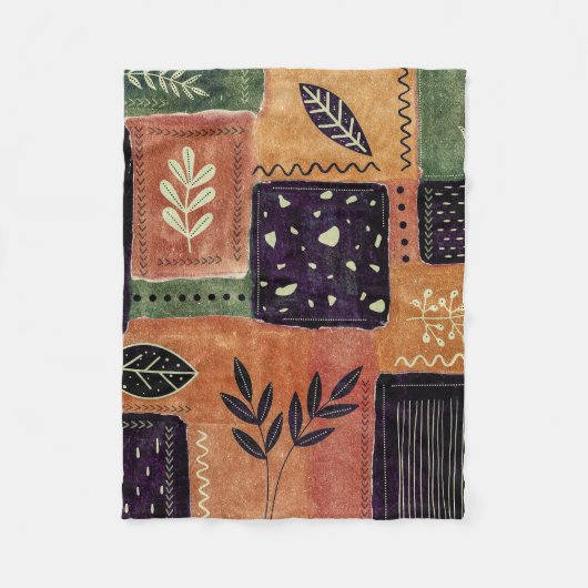 Abstracte geometrische cirkels en bladeren | fleece deken (Voorkant)