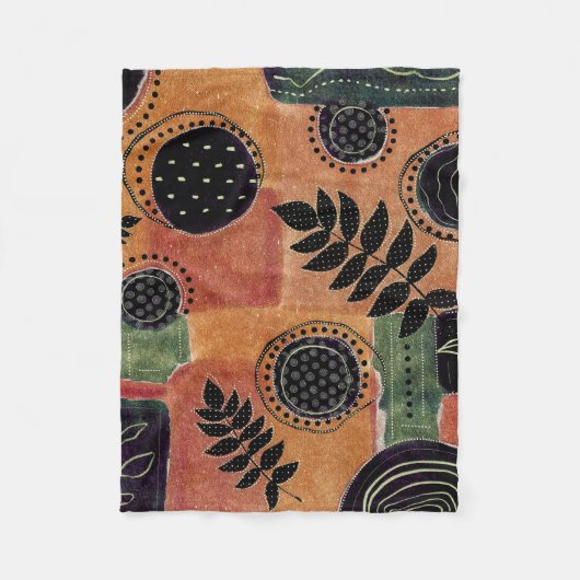 Abstracte geometrische cirkels en bladeren | fleece deken (Voorkant)