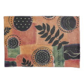 Abstracte geometrische cirkels en bladeren | kussensloop (Voorkant-Links)