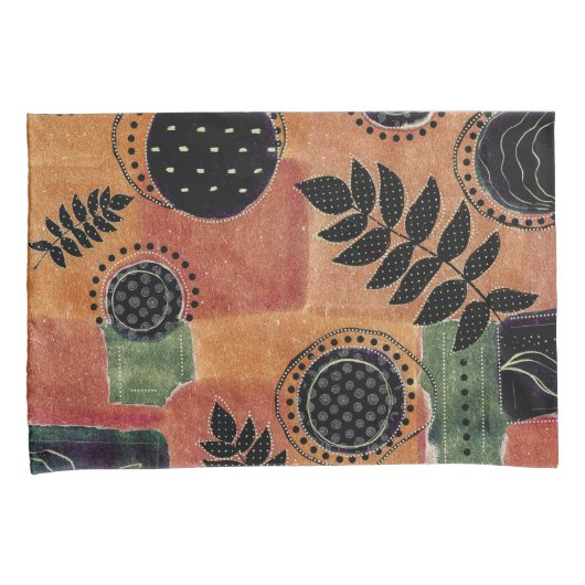 Abstracte geometrische cirkels en bladeren | kussensloop (Voorkant-Rechts)