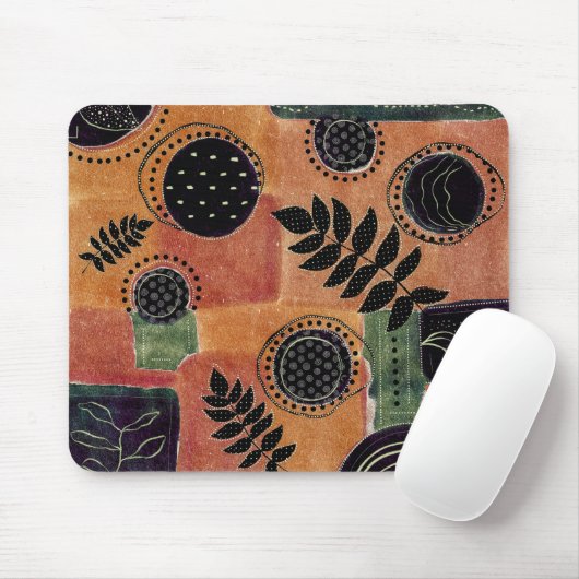 Abstracte geometrische cirkels en bladeren | muismat (Met muis)