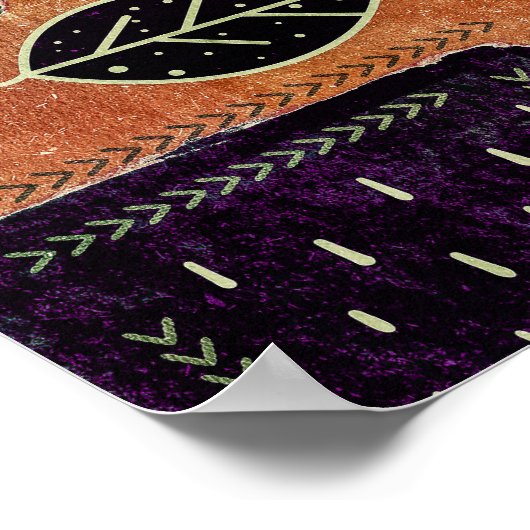 Abstracte geometrische cirkels en bladeren | poster (Hoek)