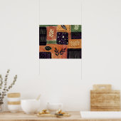 Abstracte geometrische cirkels en bladeren | poster (Keuken)