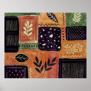 Abstracte geometrische cirkels en bladeren   poster