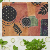 Abstracte geometrische cirkels en bladeren | theedoek (Gevouwen)