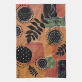 Abstracte geometrische cirkels en bladeren | theedoek (Verticaal)