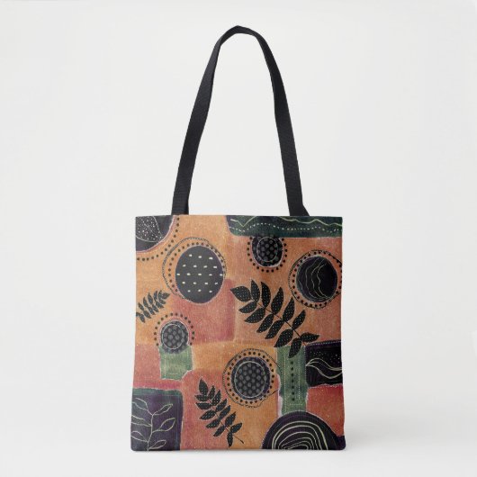 Abstracte geometrische cirkels en bladeren | tote bag (Voorkant)
