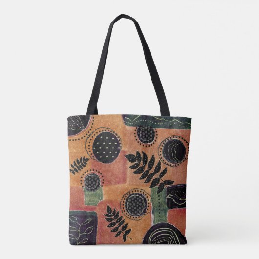 Abstracte geometrische cirkels en bladeren | tote bag (Achterkant)