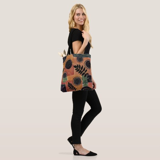 Abstracte geometrische cirkels en bladeren | tote bag (Op model)