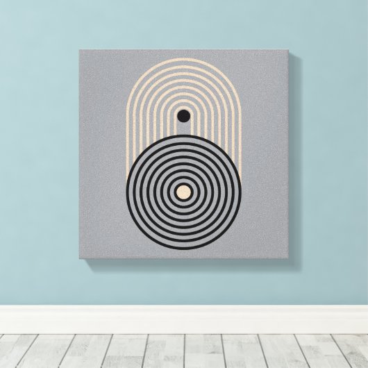 Abstracte geometrische cirkels en bogen canvas afdruk (Insitu (Houten vloer))