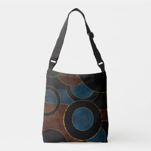 Abstracte geometrische cirkels goud glinsterfolie crossbody tas