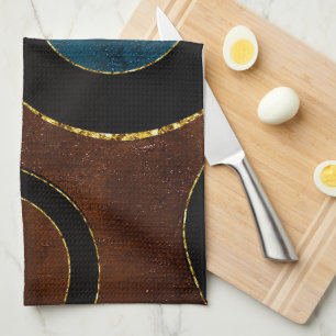 Abstracte geometrische cirkels goud glinsterfolie  theedoek