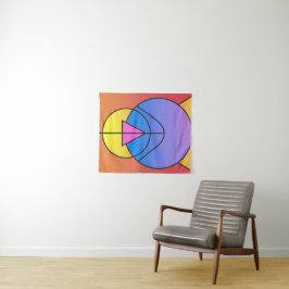 Abstracte geometrische cirkels lijn Kleurrijk Wandkleed