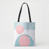 Abstracte geometrische cirkels met stripespatroon tote bag (Voorkant)