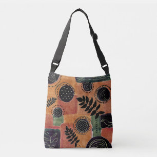 Abstracte geometrische cirkels vormen en bladeren  crossbody tas