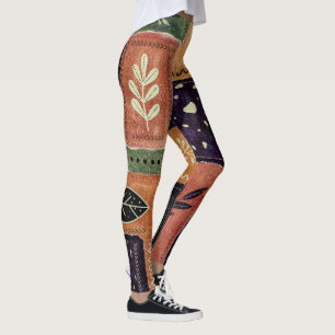 Abstracte geometrische cirkels vormen en bladeren  leggings