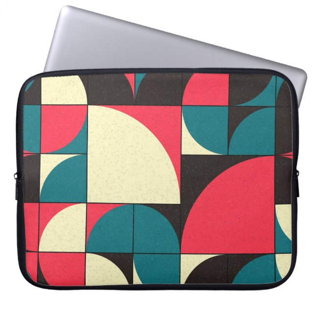 Abstracte geometrische, computationele kunstillust laptop sleeve (Voorkant)