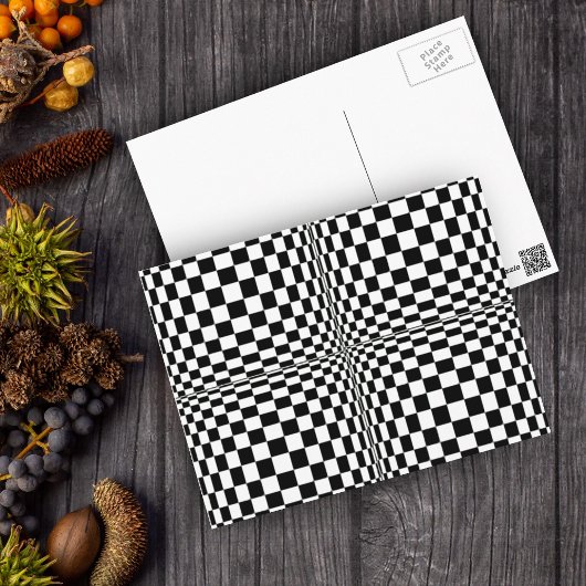Abstracte Geometrische Cool 3D Black White Squares Briefkaart