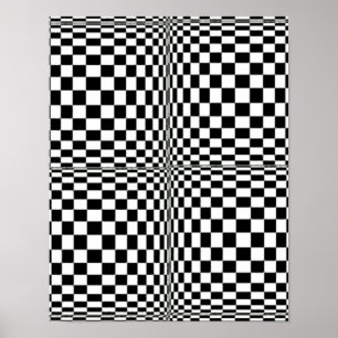Abstracte Geometrische Cool 3D Black White Squares Poster
