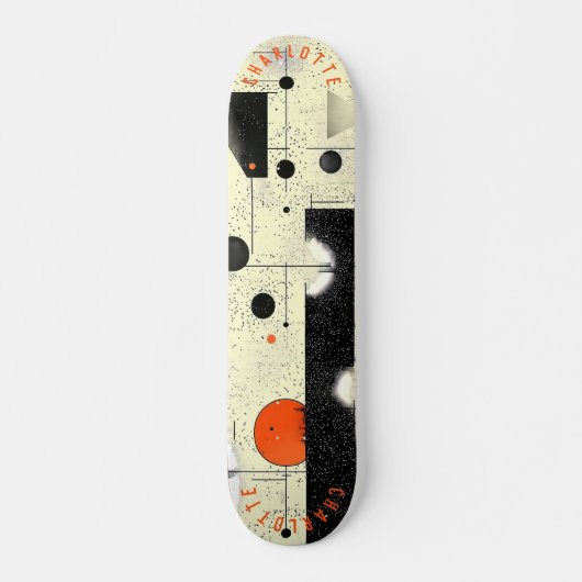 Abstracte geometrische crème en Oranje skateboard (Voorkant)