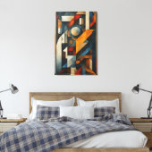 Abstracte Geometrische Cubistische Moderne Canvas Afdruk (Insitu (Slaapkamer))