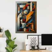 Abstracte Geometrische Cubistische Moderne Poster (Thuiskantoor)