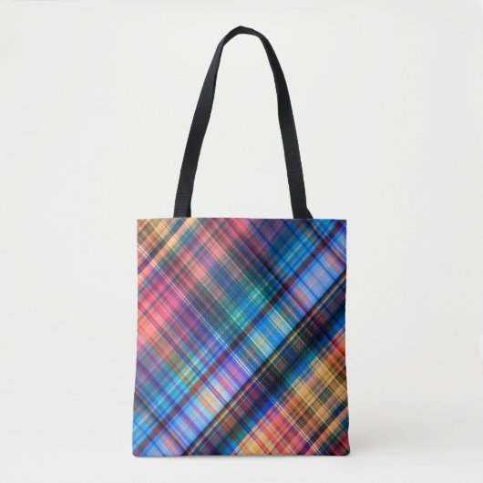 abstracte geometrische diagonale diagonaal regenbo tote bag (Voorkant)