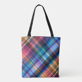 abstracte geometrische diagonale diagonaal regenbo tote bag (Achterkant)
