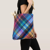 abstracte geometrische diagonale diagonaal regenbo tote bag (Dichtbij)
