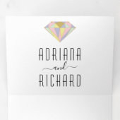 Abstracte geometrische diamant moderne bruiloft drieluik uitnodiging (Binnenzijde eerst)