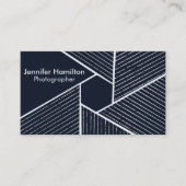 Abstracte geometrische donkerblauwe fotograaf visitekaartje (Voorkant)