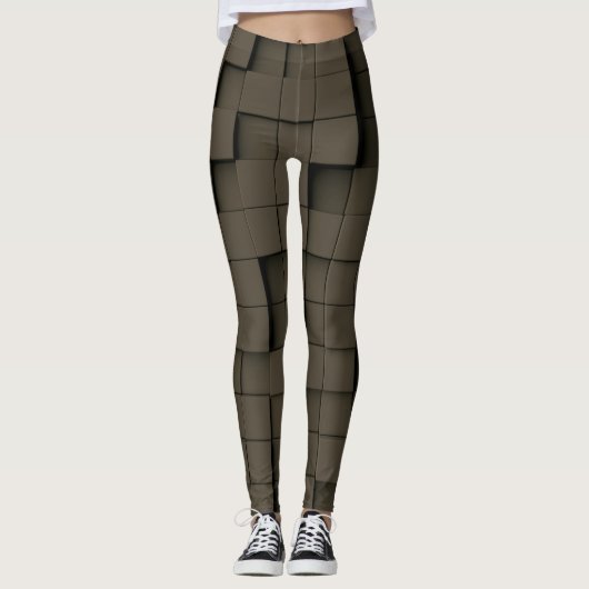 Abstracte geometrische donkere tint leggings (Voorkant)