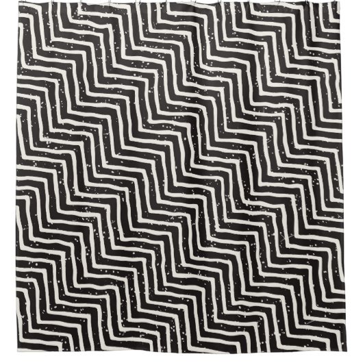 Abstracte geometrische doodle: zwart wit patroon douchegordijn (Voorkant)
