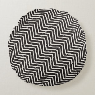 Abstracte geometrische doodle: zwart wit patroon rond kussen