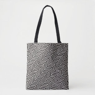 Abstracte geometrische doodle: zwart wit patroon tote bag