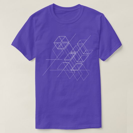abstracte geometrische dozen die in de lucht vlieg t-shirt (Design voorkant)