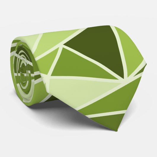 Abstracte geometrische driehoeken, lichtgroen stropdas (Opgerold)